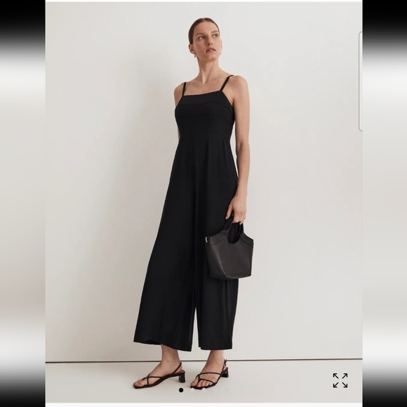 Madewell Black Square Neck Wide Leg Jumpsuit Size 12 - Picture 1 of 12